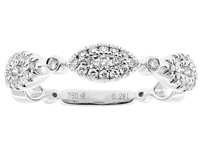 Ladies Stackable Band with Bezel and Micro Prong Set Diamonds in 18k White Gold