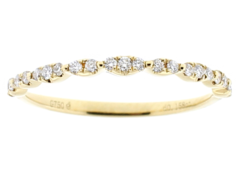 Thin Stackable Ladies Wedding Band with Diamonds in 18k Yellow Gold
