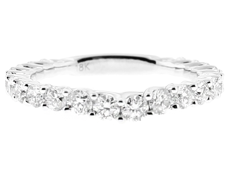 Curved Wedding Band with Diamonds in 18k White Gold