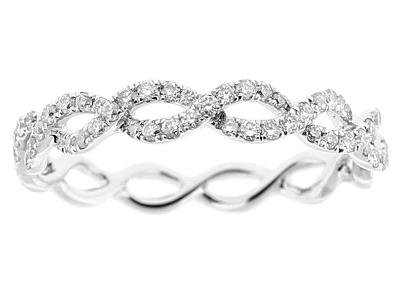Twist Style Band with Diamonds in 18k White Gold
