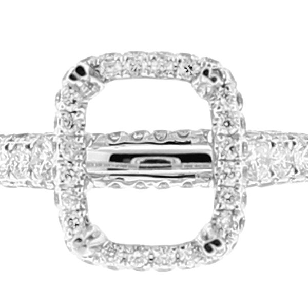 Semi Mount Rectangle Halo Engagement Ring with Diamonds in 18k White Gold