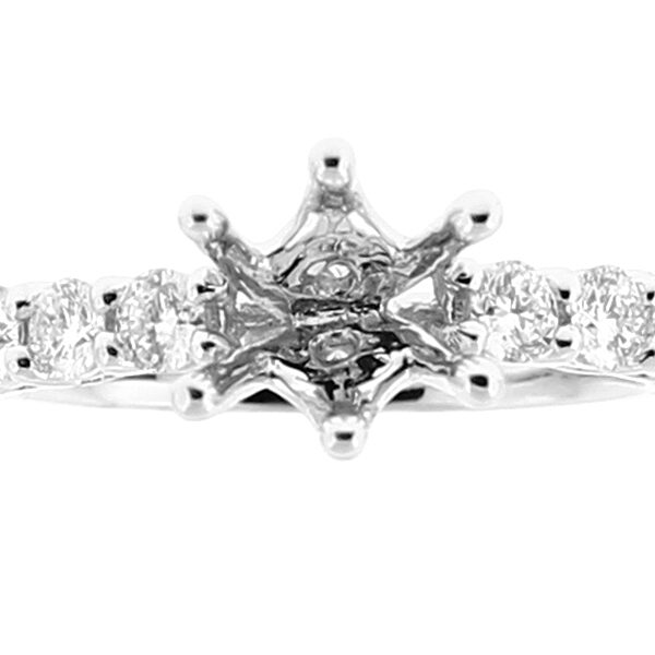 Semi Mount Engagement Ring with Diamonds in 18k White Gold
