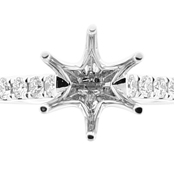 Semi Mount 6 Prong Engagement Ring with Diamonds in 18k White Gold