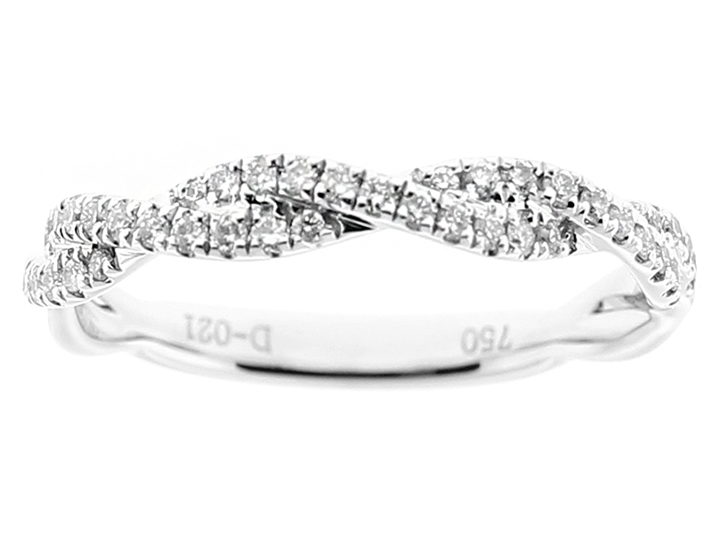 Ladies Twist Style Band with Diamonds in 18k White Gold