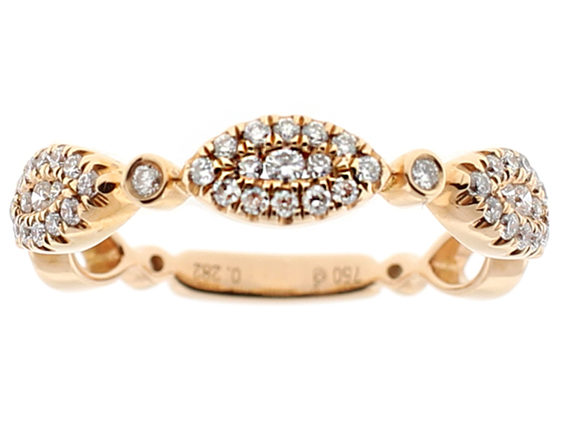Ladies Stackable Band with Prong and Bezel Set Diamonds in 18k Rose Gold