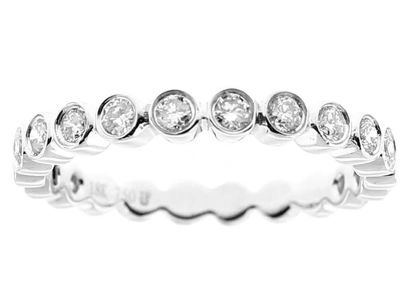 Ladies Bezel Set Band with Diamonds in 18k White Gold