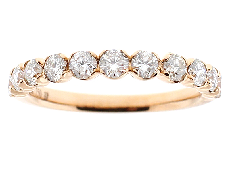 Ladies Single Row Wedding Band with Diamonds in 18k Rose Gold