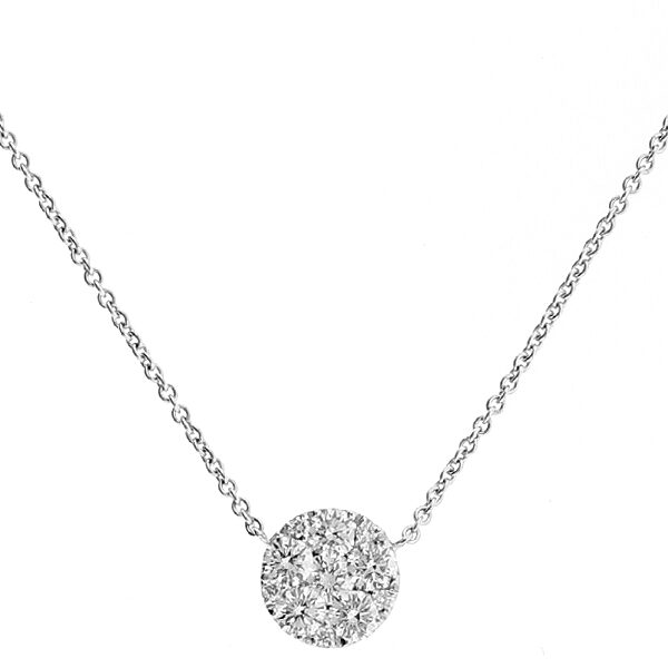 Cluster Style Pendant with Diamonds in 18k White Gold