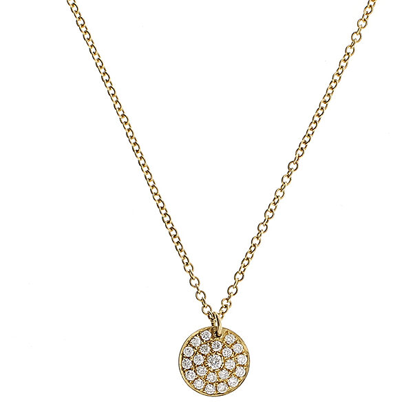 Round Pendant with Diamonds in 18k Yellow Gold