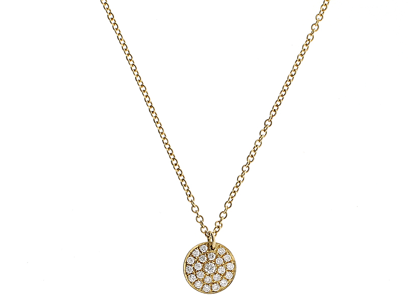 Round Pendant with Diamonds in 18k Yellow Gold