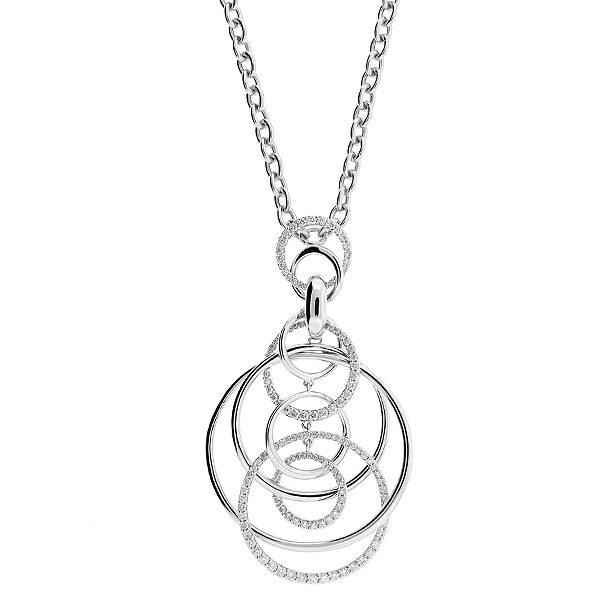 Dangling Circular Necklace with Diamonds in 18k White Gold