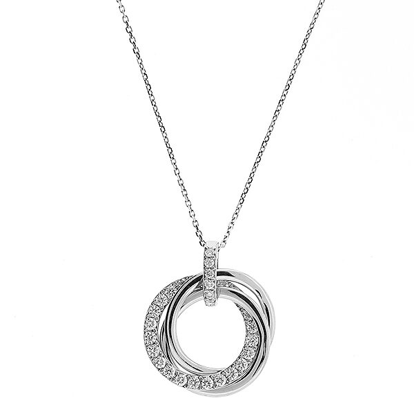 Interlocking Circular Pendant with Diamonds in 18k White Gold