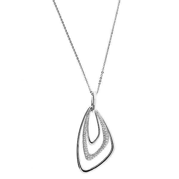 Dangling Triangular Pendant with Diamonds in 18k White Gold