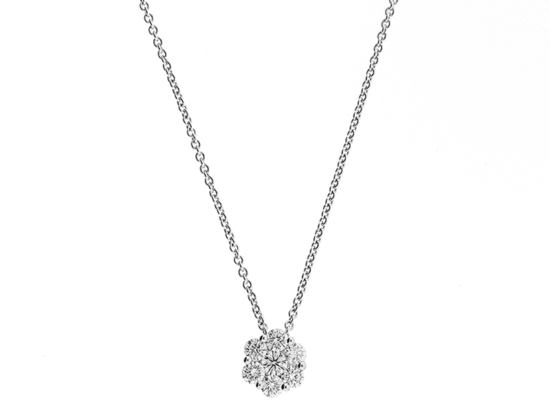 Cluster Pendant with Diamonds in 18k White Gold