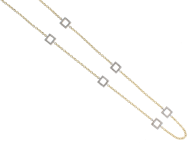 18k Yellow Gold Necklace with Squares of Diamonds