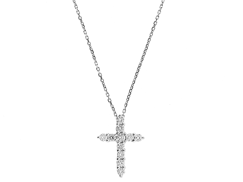Cross Pendant with Diamonds in 18k White Gold