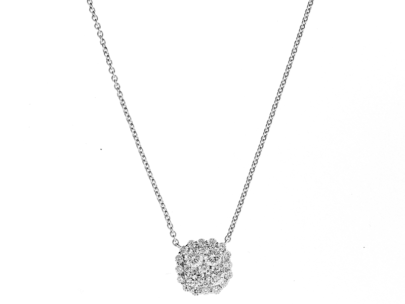 Cluster Necklace with Diamonds in 18k White Gold
