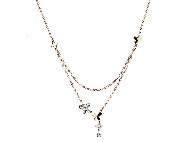 Multi Shape Necklace with Diamonds in 18k Rose Gold