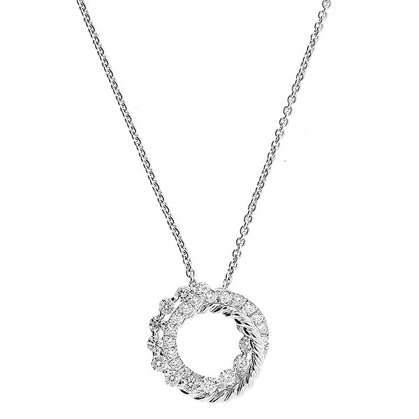 Interlocking Circular Pendant with Diamonds in 18k White Gold