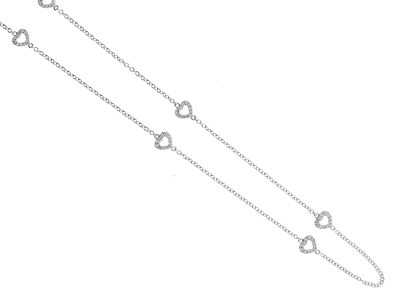 18k White Gold Necklace with Diamonds in Heart Designs