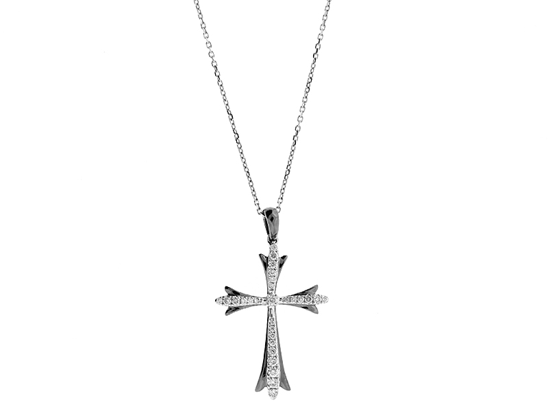 Cross Pendants with Diamonds in 18k White Gold