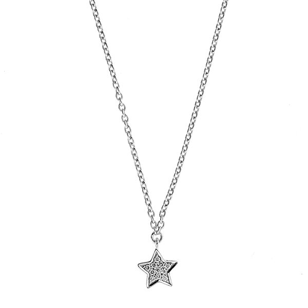 Tiny Star Pendant with Diamonds in 18k White Gold