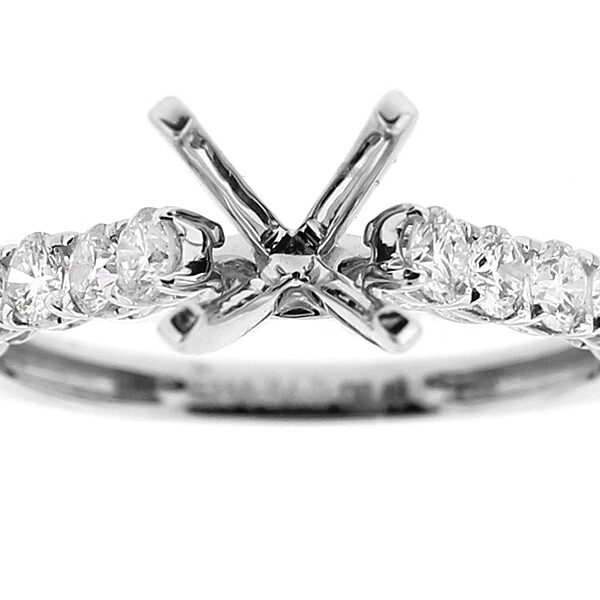 Semi Mount Engagement Ring with Diamonds in 18k White Gold
