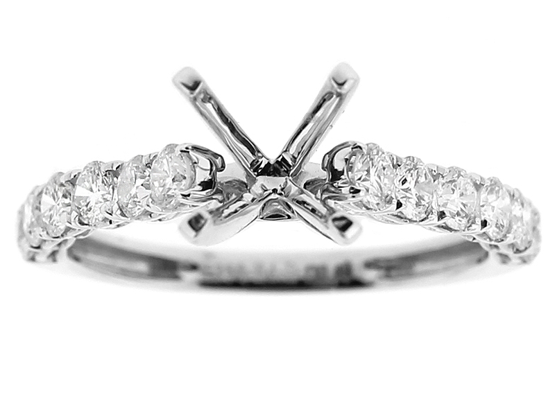 Semi Mount Engagement Ring with Diamonds in 18k White Gold