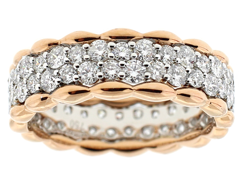 Double Row Eternity Band with Diamonds in 18k Rose Gold