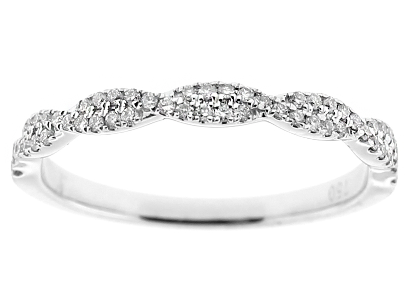 Twist Band with Diamonds in 18k White Gold