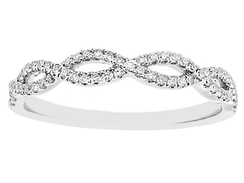 Twist Band with Diamonds in 18k White Gold