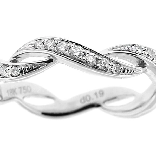 Twist Band with Diamonds in 18k White Gold