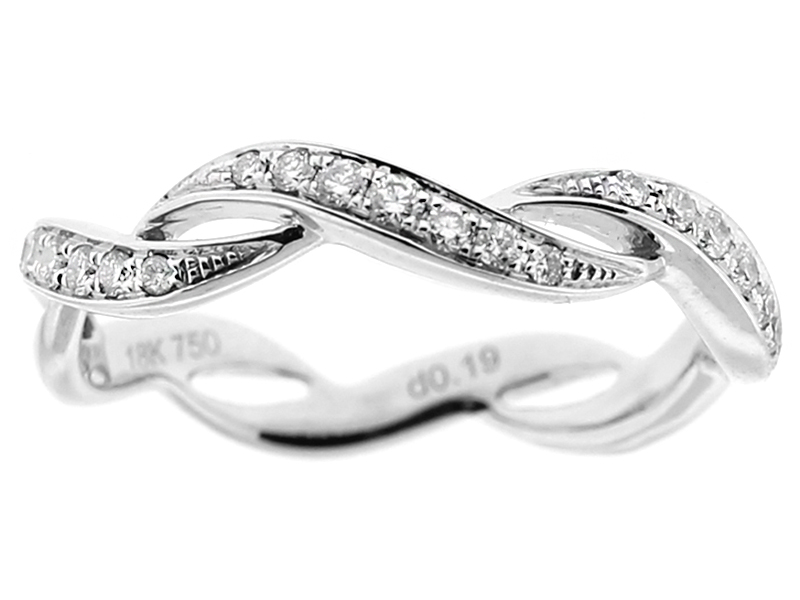 Twist Band with Diamonds in 18k White Gold