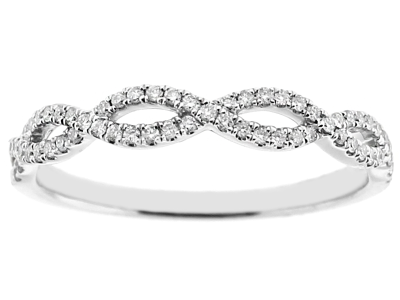 Twist Band with Diamonds in 18k White Gold