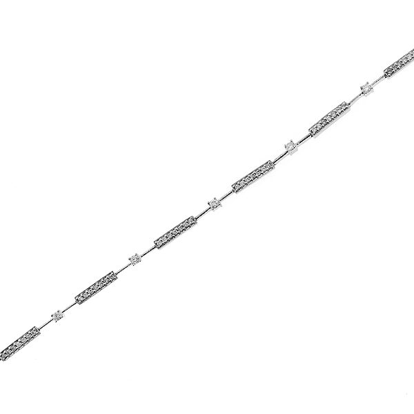 Ladies Tennis Bracelet with Diamonds in 18k White Gold