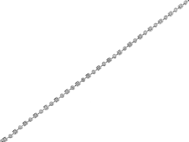 Ladies Multi Shape Tennis Bracelet with Diamonds in 18k White Gold