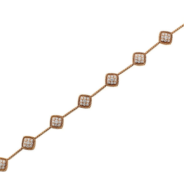 Ladies Diamond Tennis Bracelet with Rope Design in 18k Rose Gold