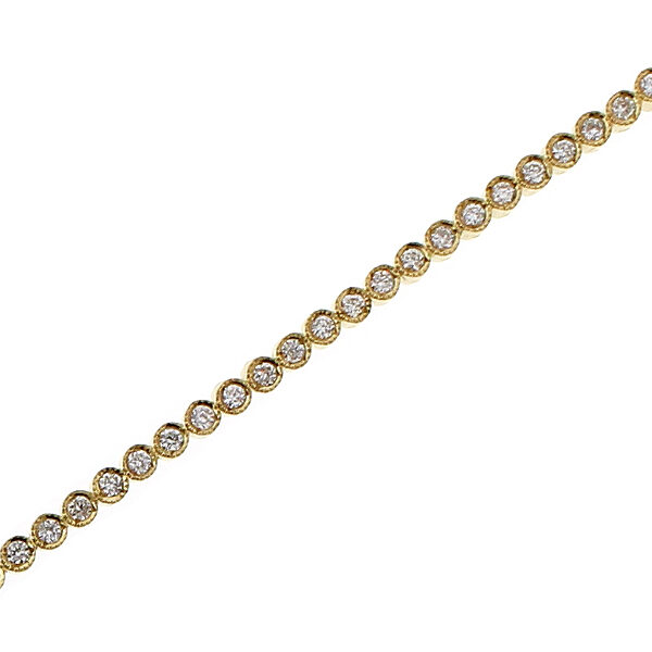 Ladies Tennis Bracelet with Round Diamonds in 18k Yellow Gold