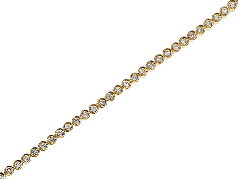 Ladies Tennis Bracelet with Round Diamonds in 18k Yellow Gold