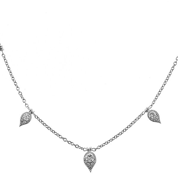 Necklace with Drop Designs of Diamonds in 18k White Gold