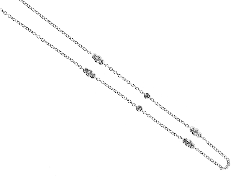 18k White Gold Necklace with Bezel Set Diamonds