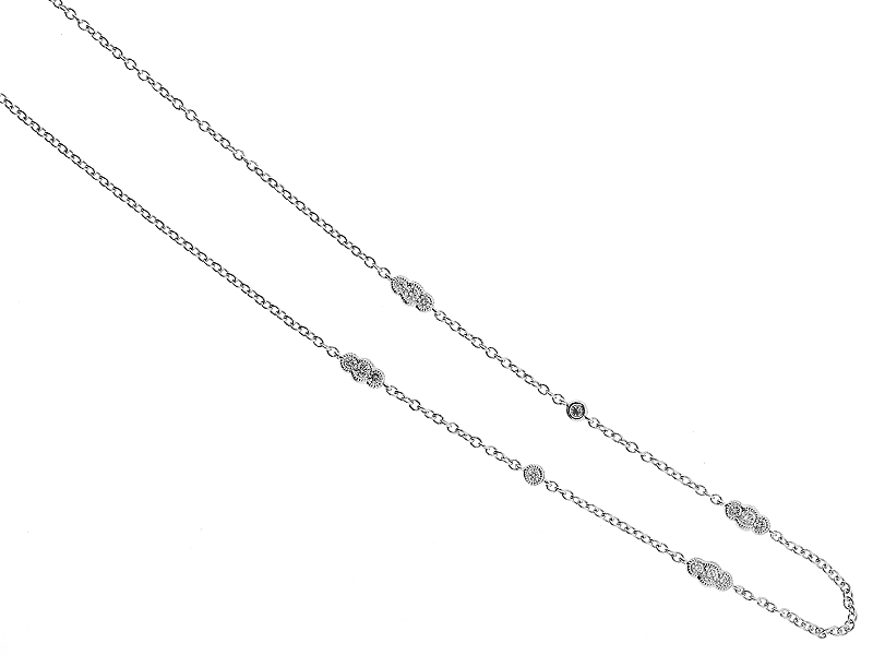 18k White Gold Necklace with Bezel Set Diamonds in 18k White Gold
