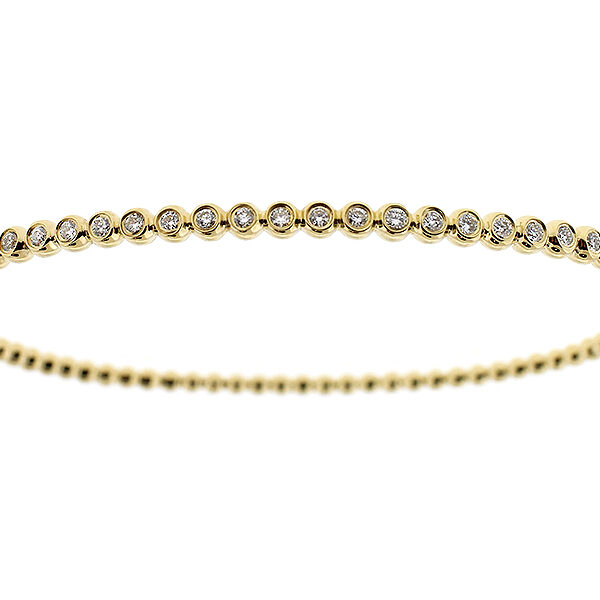 Bangle with Round Bezel Set Diamonds in 14k Yellow Gold