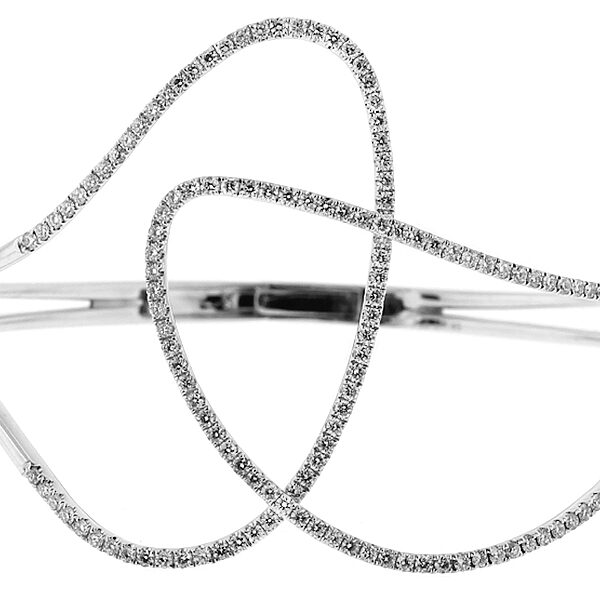 Modern Abstract Design Bangle with Diamonds in 18k White Gold