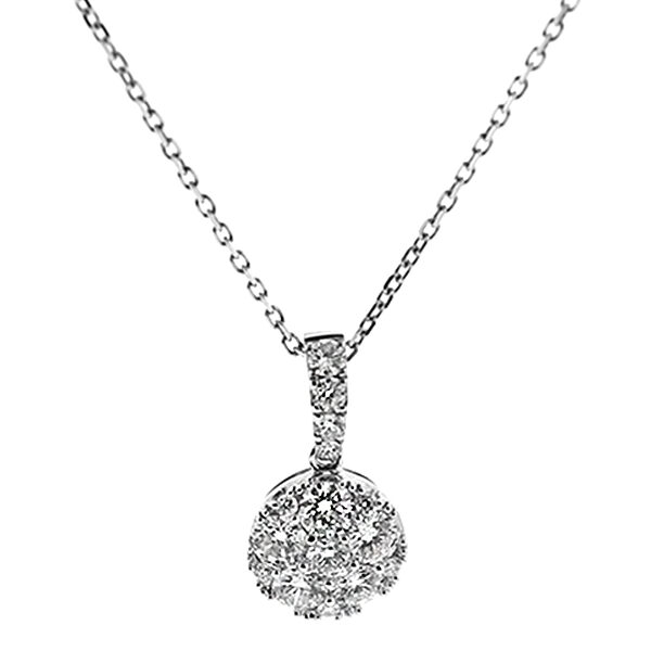 Round Cluster Pendant with Diamonds in 18k White Gold