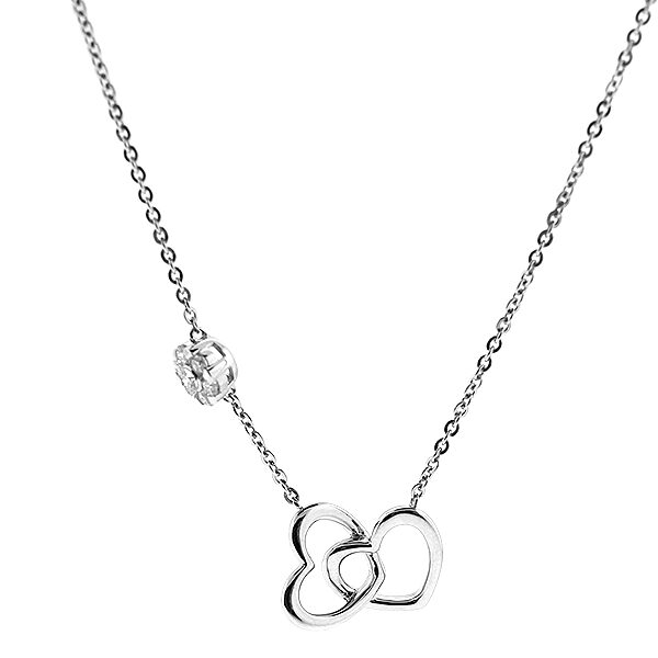 Intertwined Hearts Necklace with Diamonds in 18k White Gold