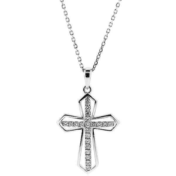 Cross Pendant with Diamonds in 18k White Gold