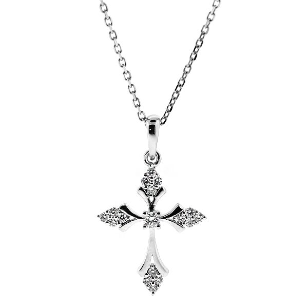 Cross Pendant with Diamonds in 18k White Gold