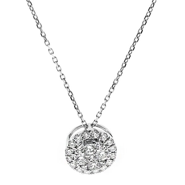 Halo Style Round Cluster Pendant with Diamonds in 18k White Gold