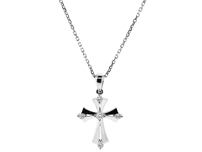 Cross Pendant with Diamonds in 18k White Gold